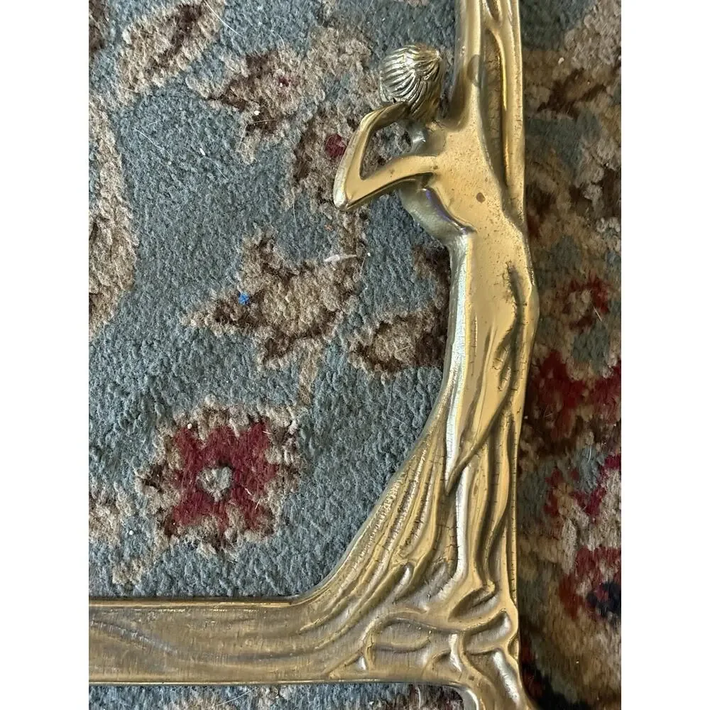Picture Frame Art Nouveau Brass Lady ANTIQUE, BEAUTIFUL